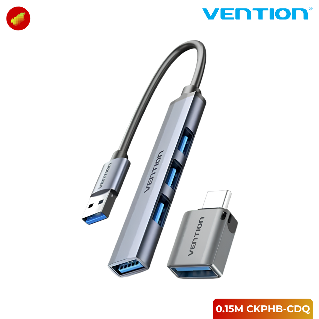 Vention 4-in-1 USB 3.0 Mini Hub with OTG USB Type C - 0.15 Meter CKPHB-CDQ