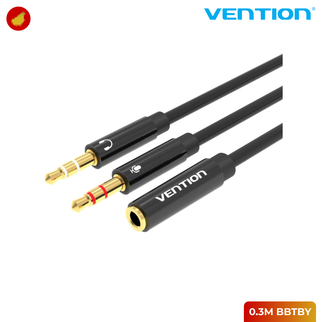 Vention 2-in-1 3.5mm Audio Cable - 0.3 Meter BBTBY
