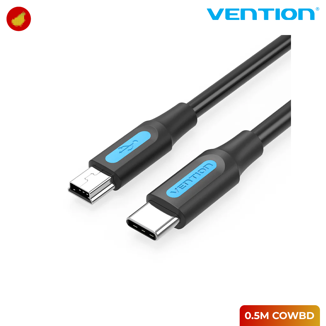 Vention USB 2.0 C Male to Mini-B Male 2A Cable - 0.5 Meter COWBD
