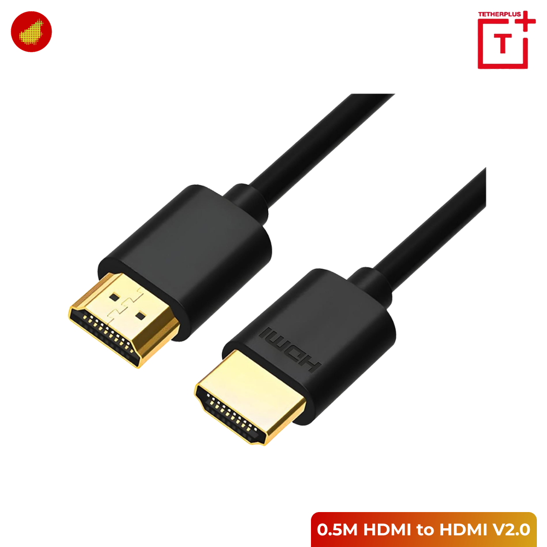 TetherPlus HDMI A to HDMI A V2.0 4K PVC Cable - 0.5 Meter