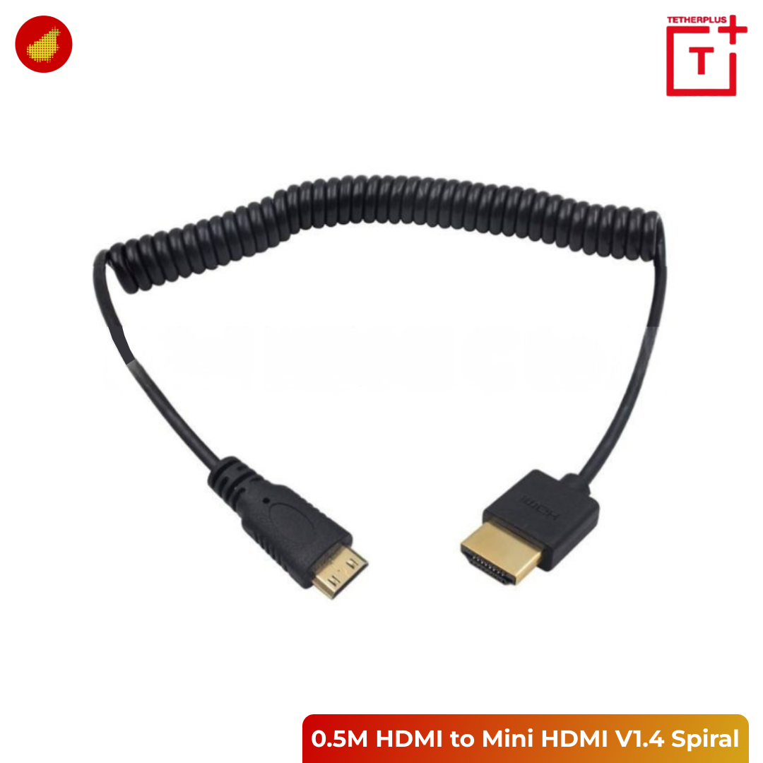 TetherPlus HDMI to Mini HDMI V1.4 Spiral Cable
