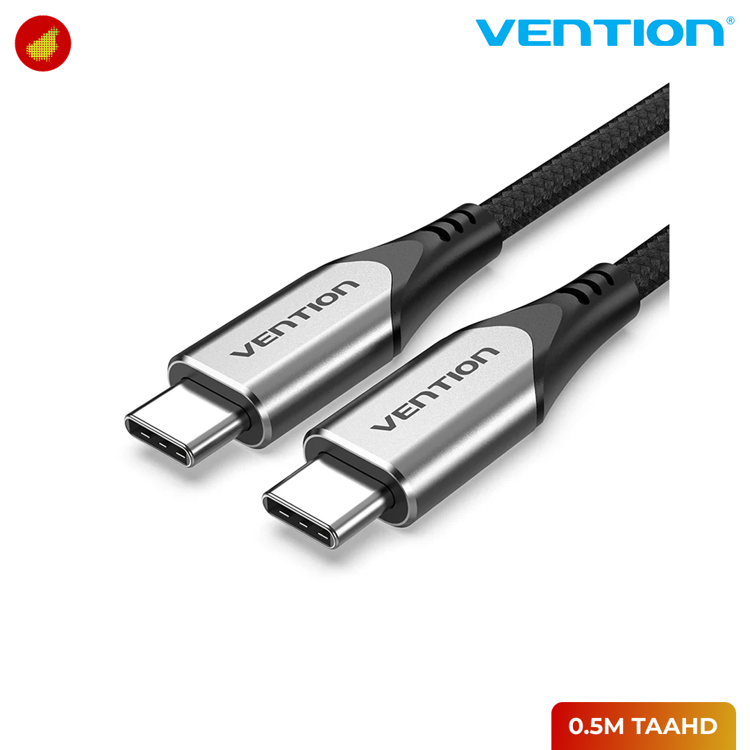 Vention Cotton Braided USB-C Male to USB-C Male 3.1 Cable - 0.5 Meter TAAHD | 1 Meter TAAHF | 1.5 Meter TAAHG