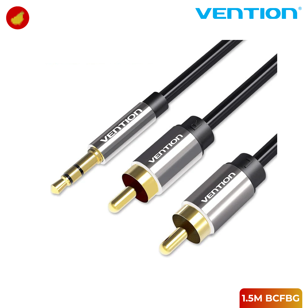 Vention 3.5mm Male to 2RCA Male Audio Cable - 1 Meter BCFBF | 1.5 Meter BCFBG | 3 Meter BCFBI