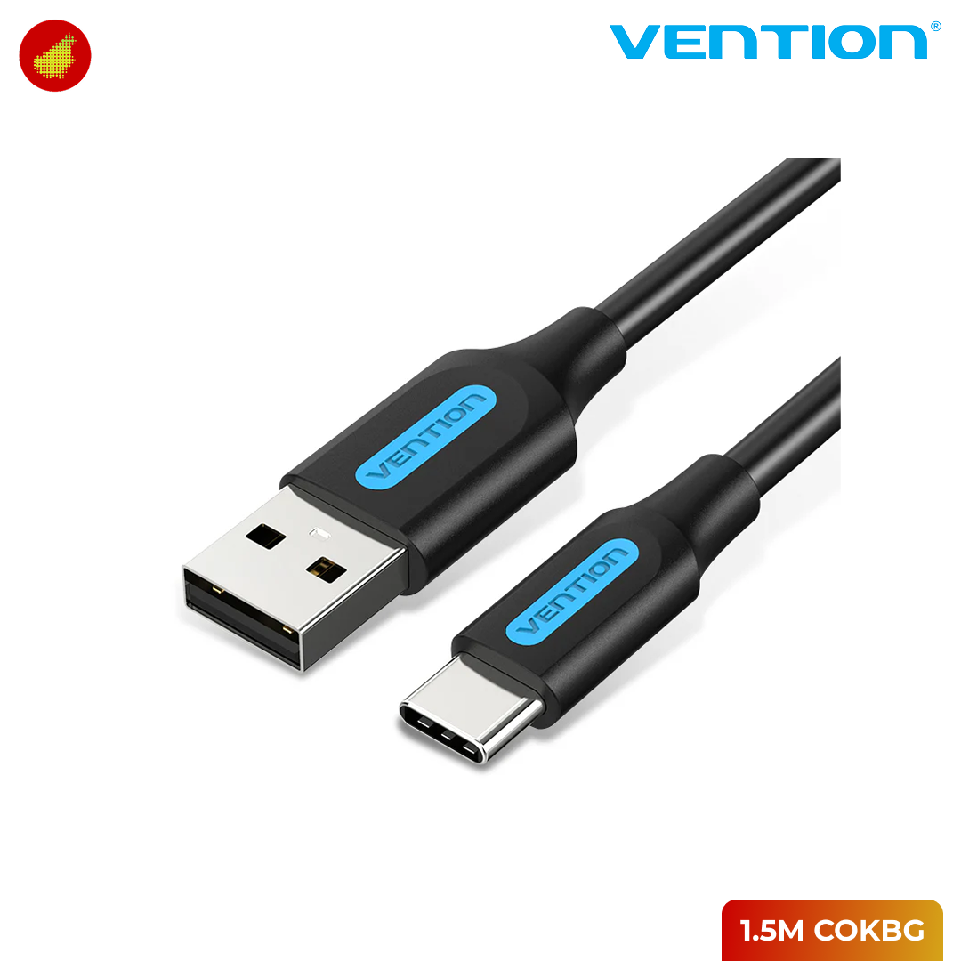Vention USB 2.0 A Male to C Male 3A Cable - 0.5 Meter COKBD | 1 Meter COKBF | 1.5 Meter COKBG | 2 Meter COKBH | 3 Meter COKBI