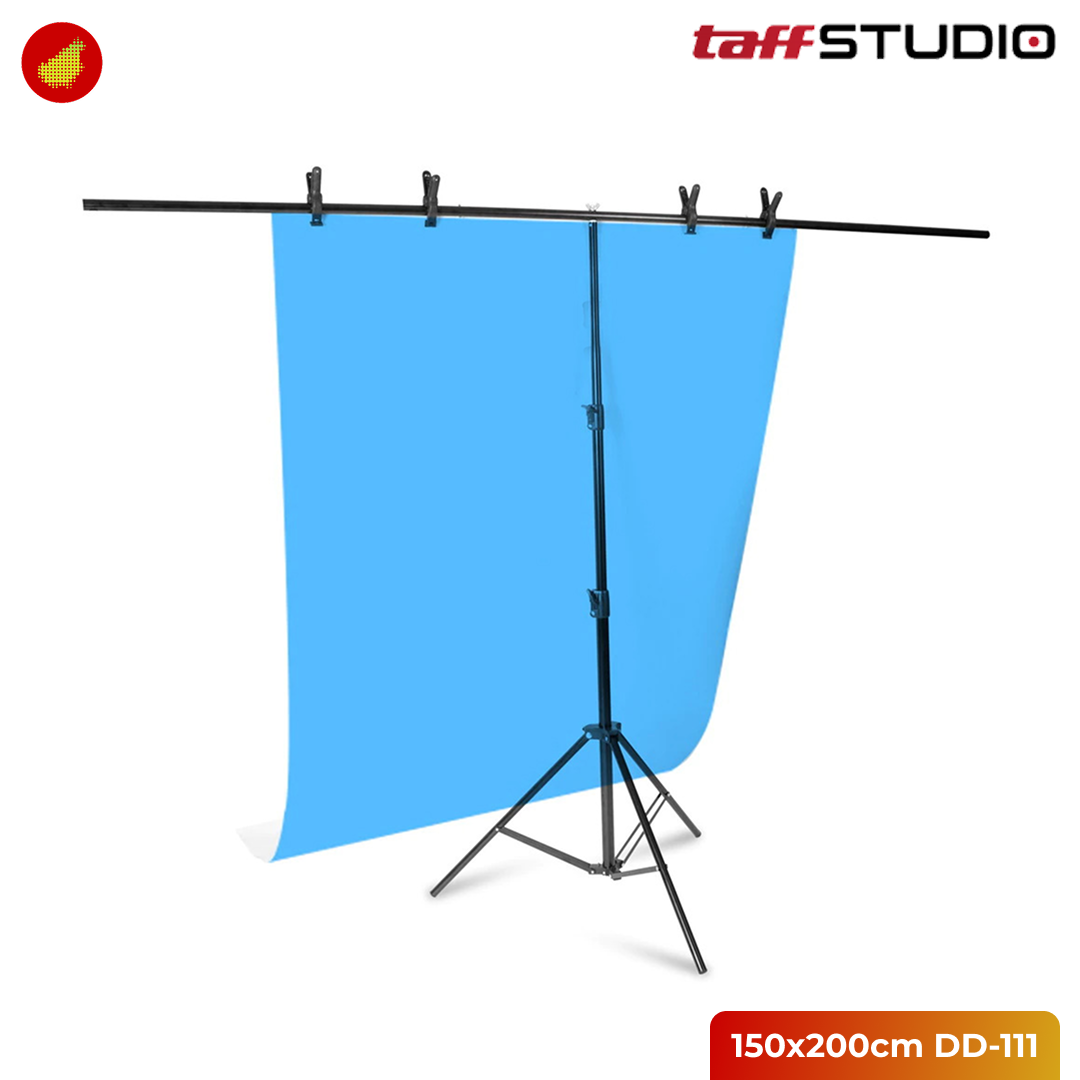 TaffSTUDIO Tripod T-Shape Stand Background with 4 Clamp 150x200cm | 200x200cm | 200x260cm