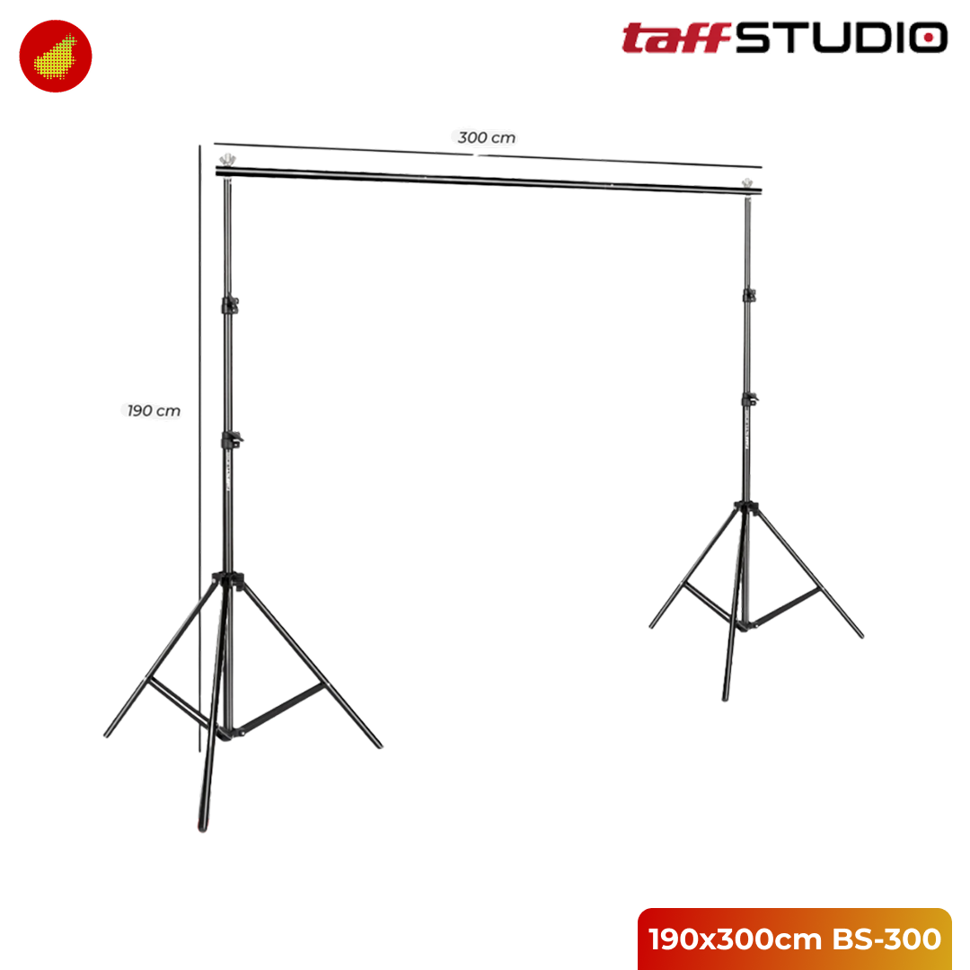 TaffSTUDIO Aluminum Bracket Stand Backdrop Studio Photo 190 x 300cm - BS-300