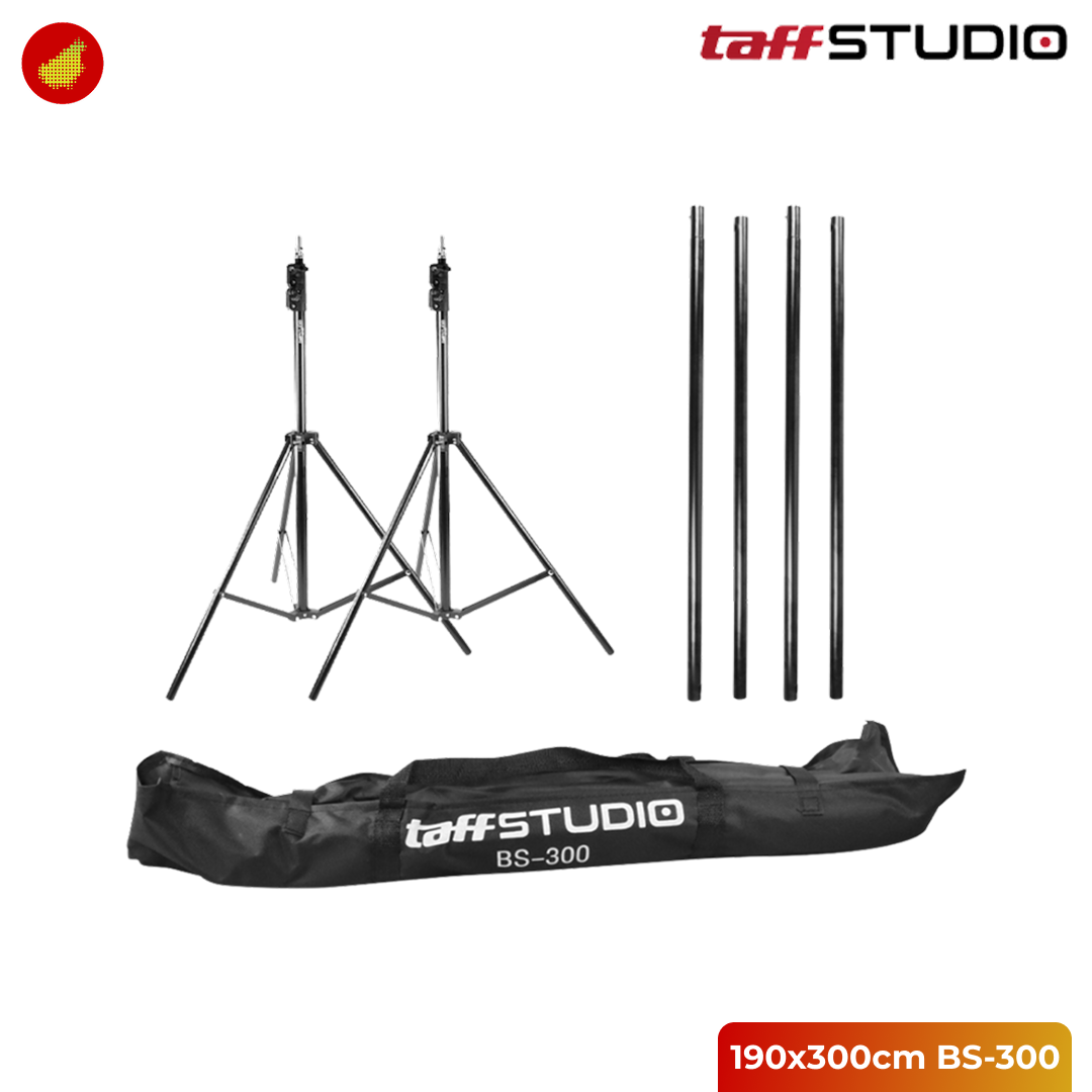 TaffSTUDIO Aluminum Bracket Stand Backdrop Studio Photo 190 x 300cm - BS-300