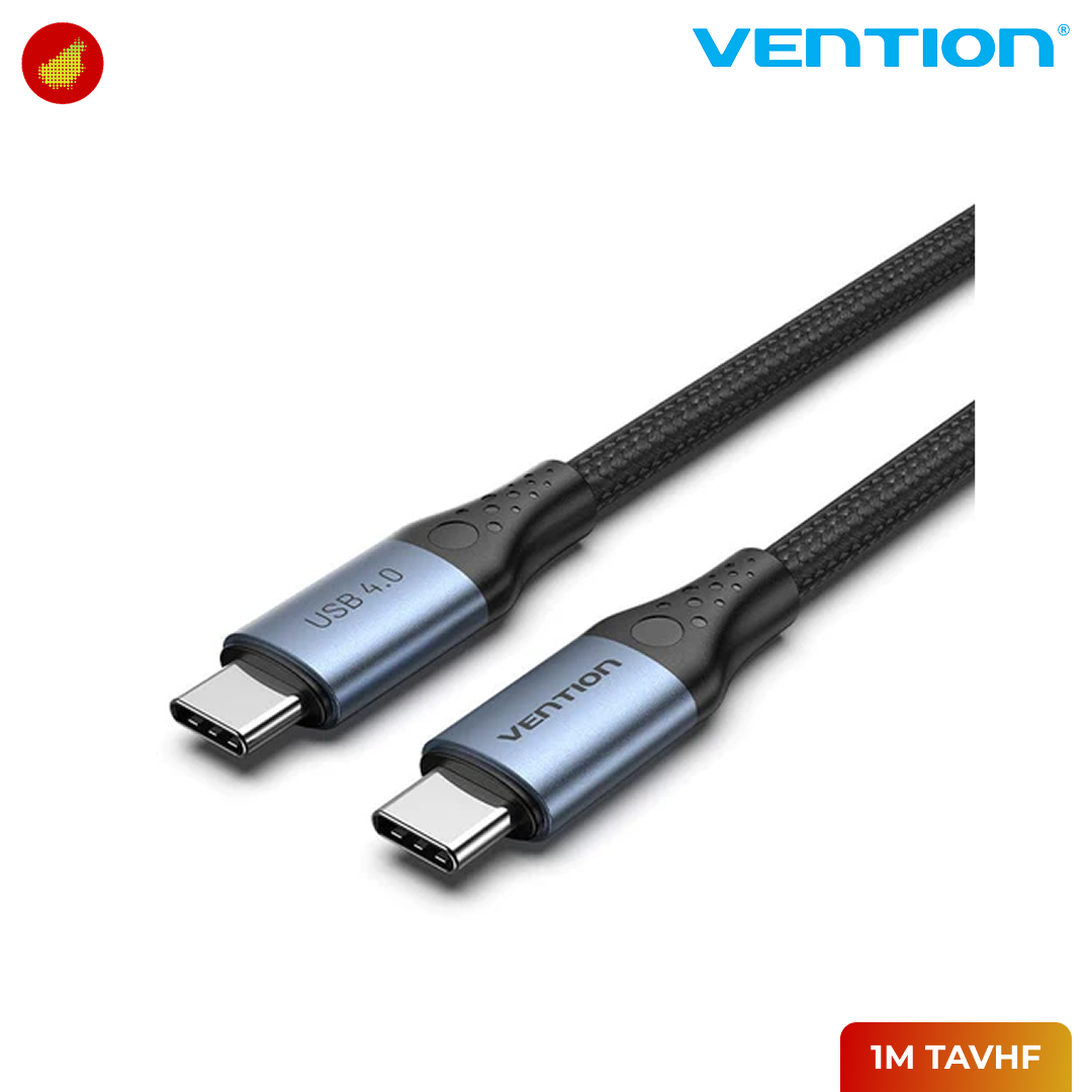Vention Cotton Braided USB 4.0 Type-C Male to USB Type-C Male 5A Cable - 1 Meter TAVHF