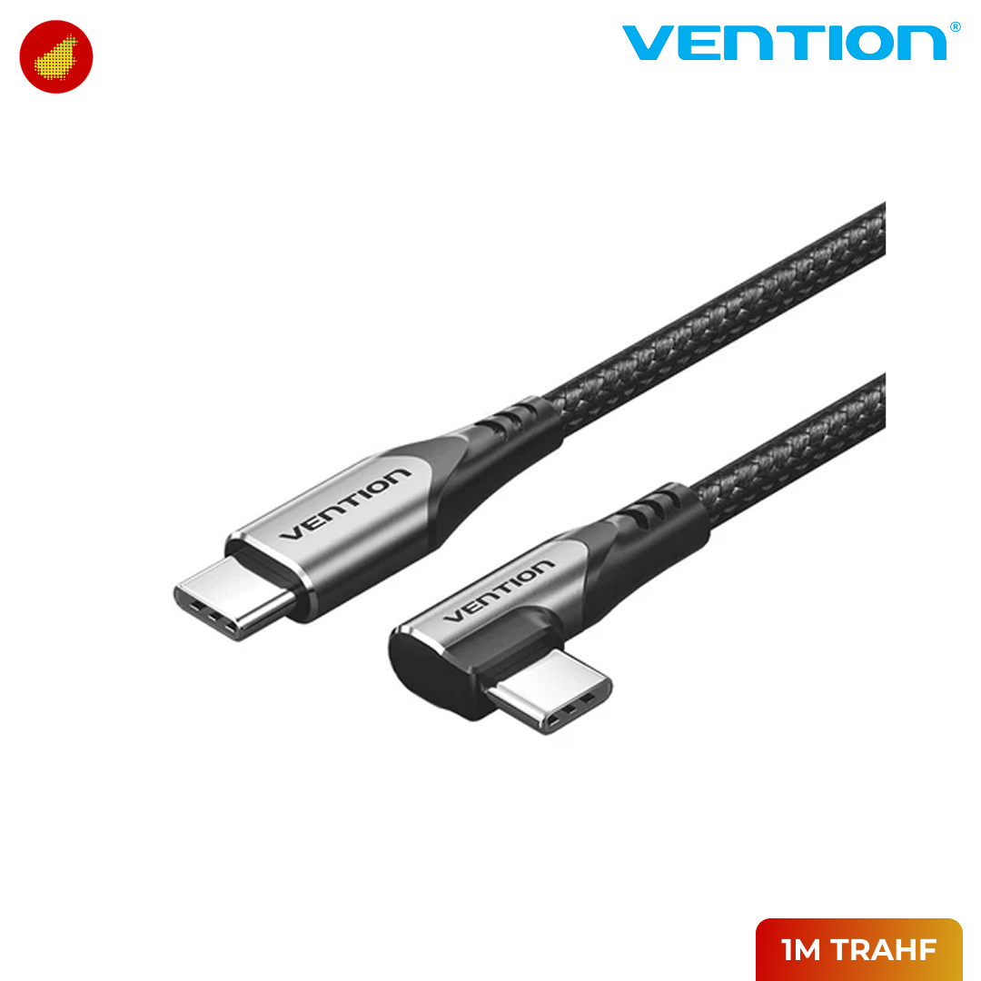 Vention USB 2.0 Type-C Male to Type-C Male Right Angle 3A Cable Aluminum Alloy - 1 Meter TRAHF