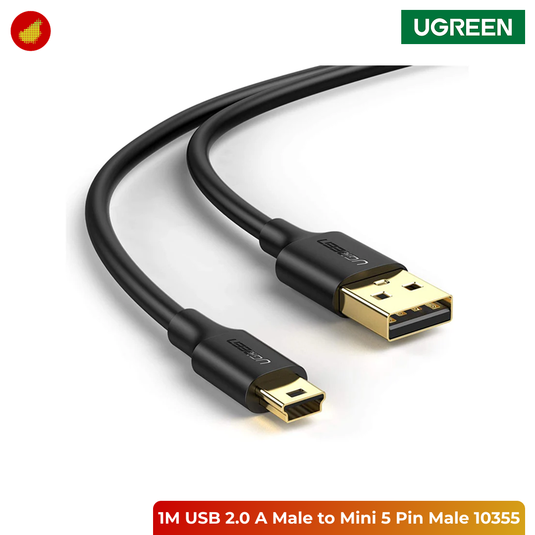 UGREEN USB 2.0 A Male to Mini 5 Pin Male Cable - 1 Meter 10355