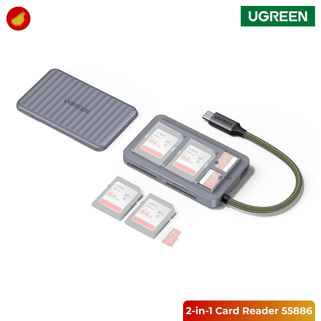 UGREEN 2-in-1 Card Reader with Storage - 55886