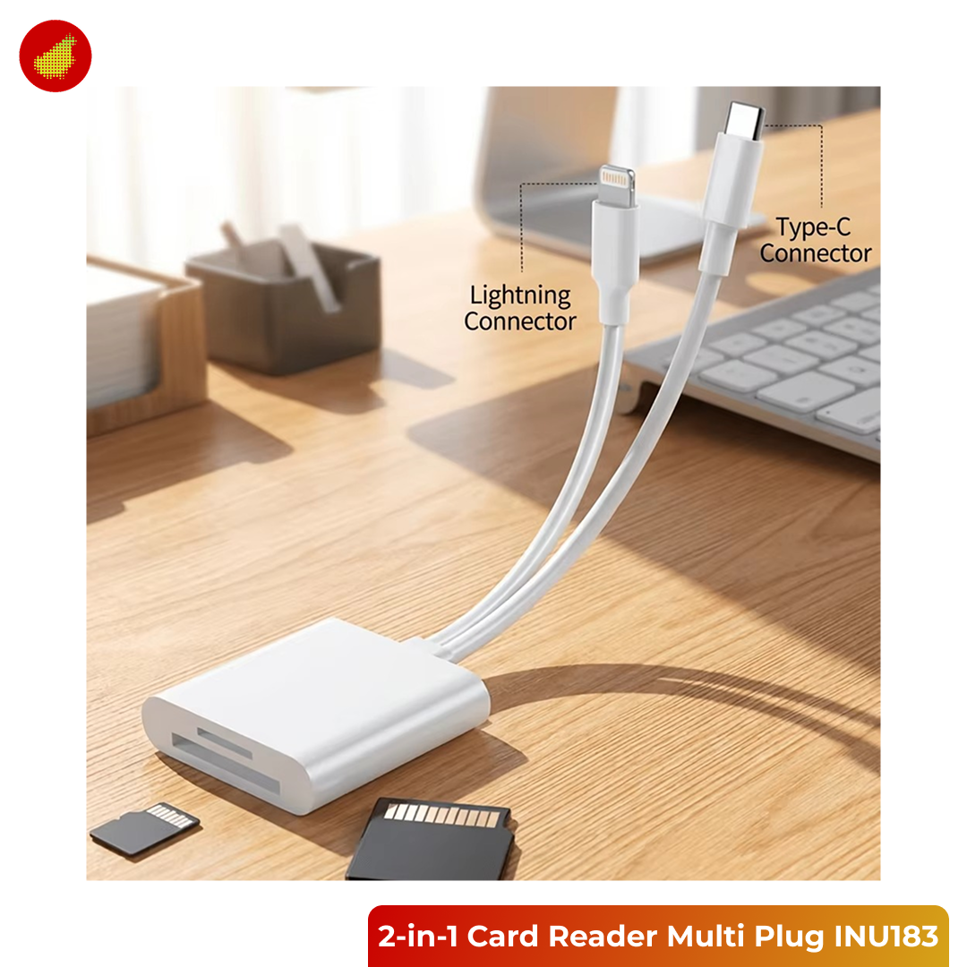 Poru Card Reader Multi Plug 2-in-1 USB MicroSD TF Card - INU183