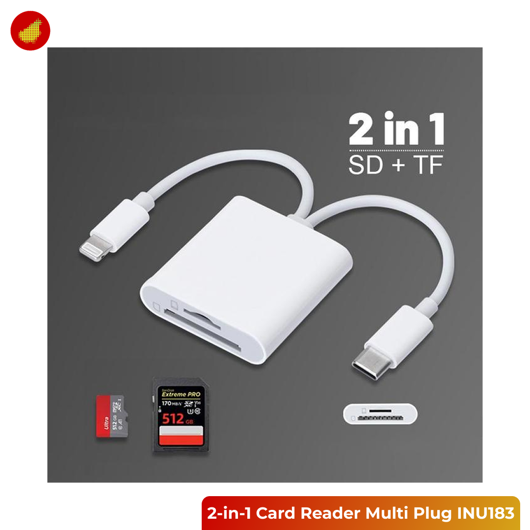 Poru Card Reader Multi Plug 2-in-1 USB MicroSD TF Card - INU183