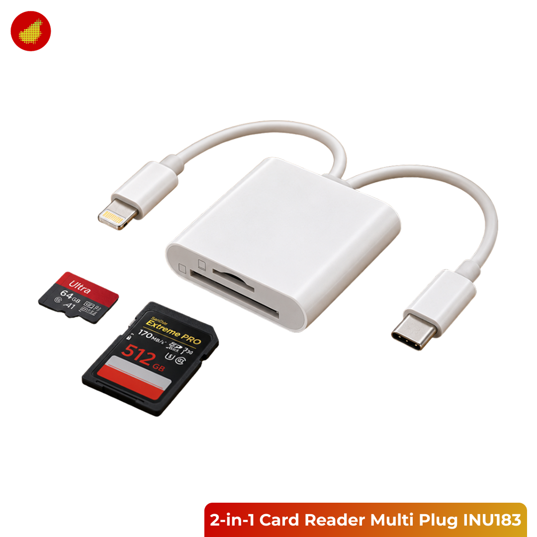 Poru Card Reader Multi Plug 2-in-1 USB MicroSD TF Card - INU183
