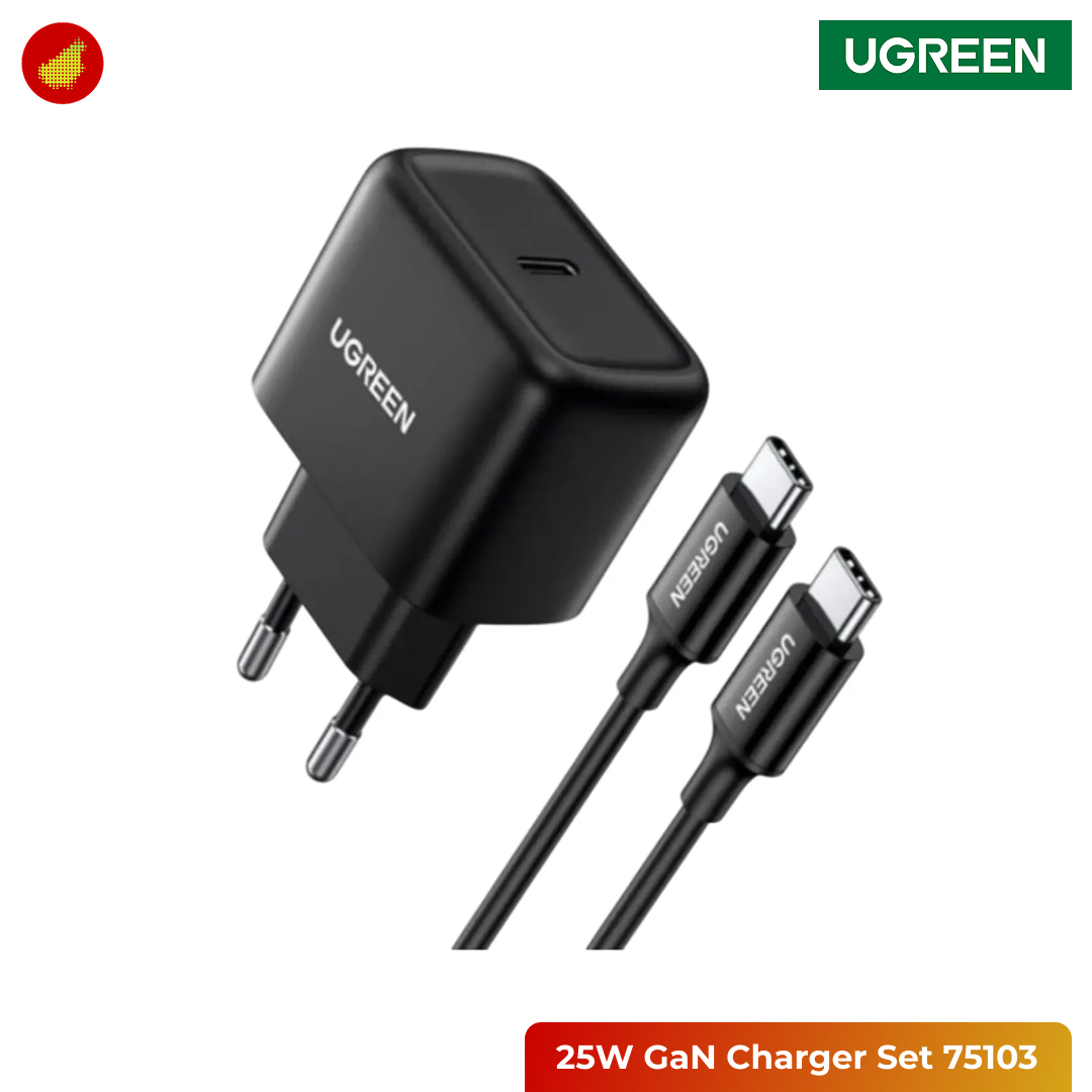 UGREEN 25W GaN Fast Charger Set With Type C Male To Type C Male Cable
