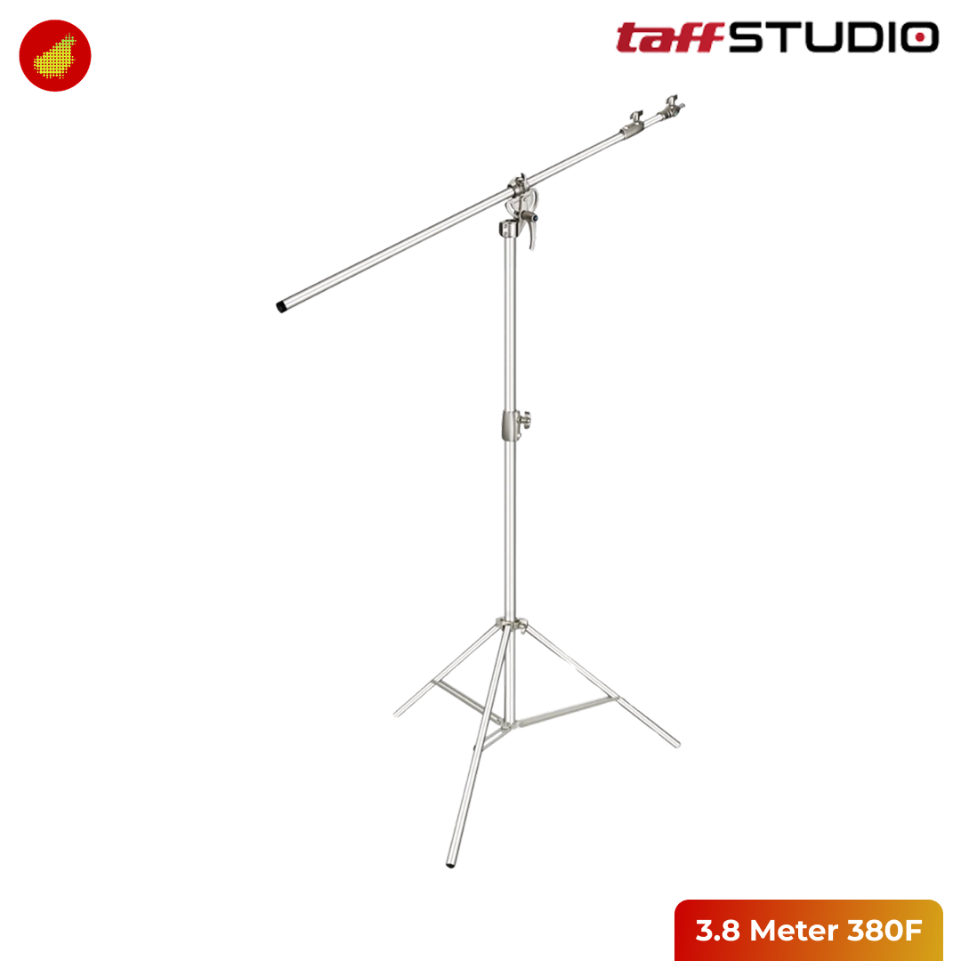 TaffSTUDIO Tripod Light Stand Studio Heavy Duty with Boom Arm - 3.8 Meter 380F
