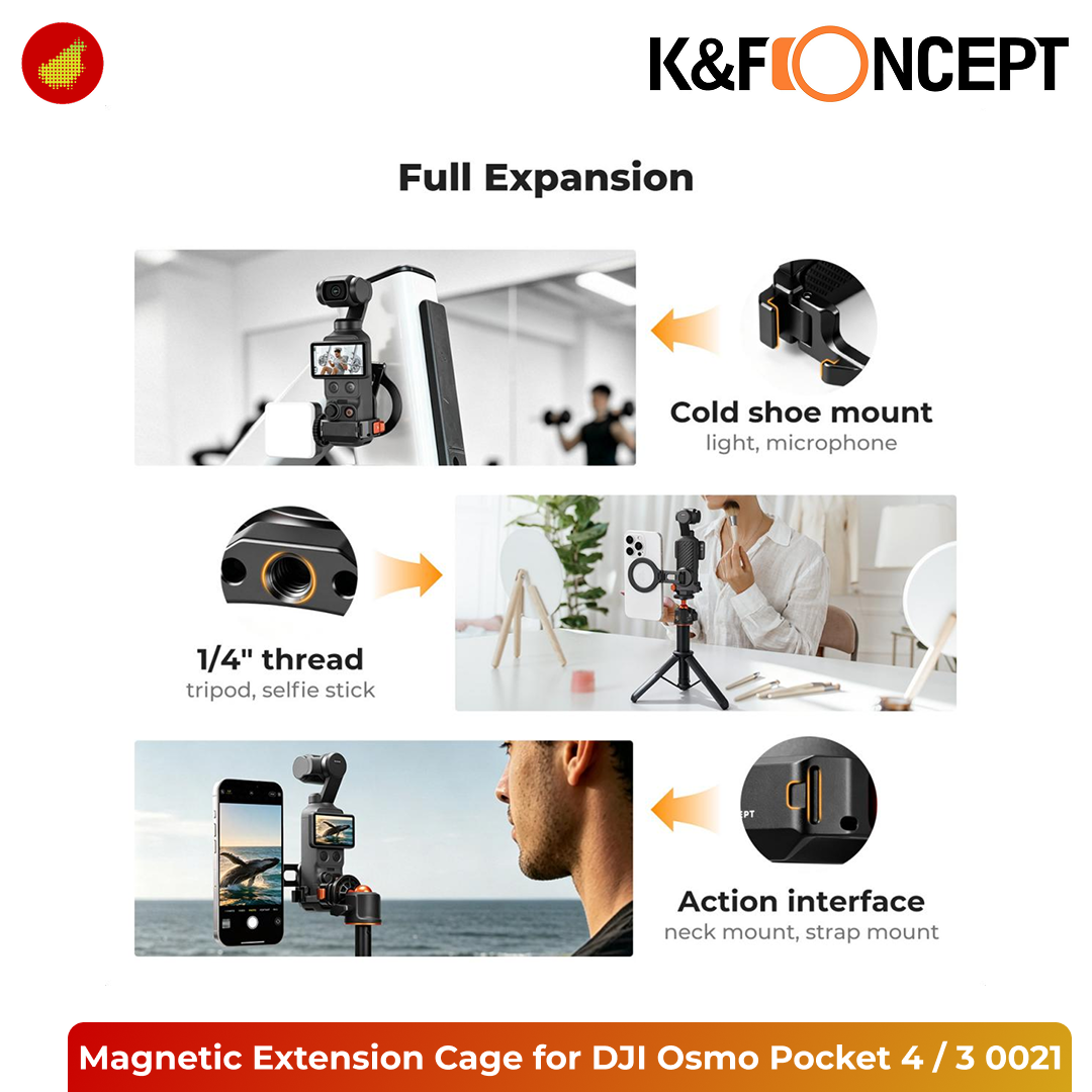 K&F Concept Magnetic Extension Cage Adapter for DJI Osmo Pocket 4 / 3 - KF20.0021