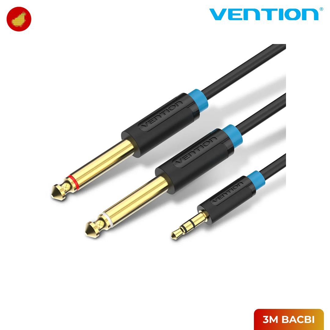 Vention 3.5mm TRS Male to Dual 6.35mm Male Audio Cable - 2 Meter BACBH | 3 Meter BACBI