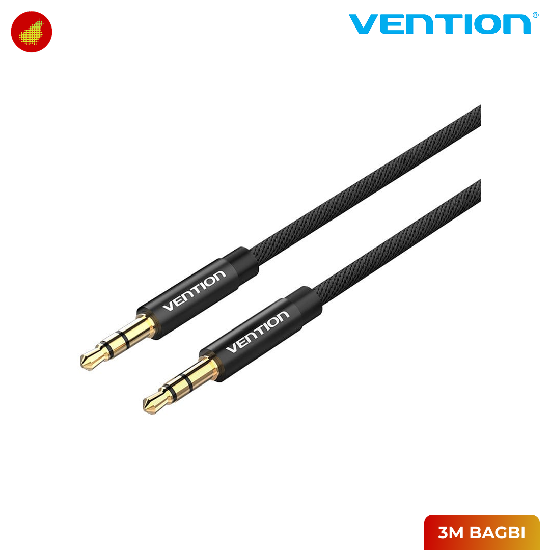 Vention Fabric Braided 3.5mm Male to Male Audio Cable Metal Type - 3 Meter