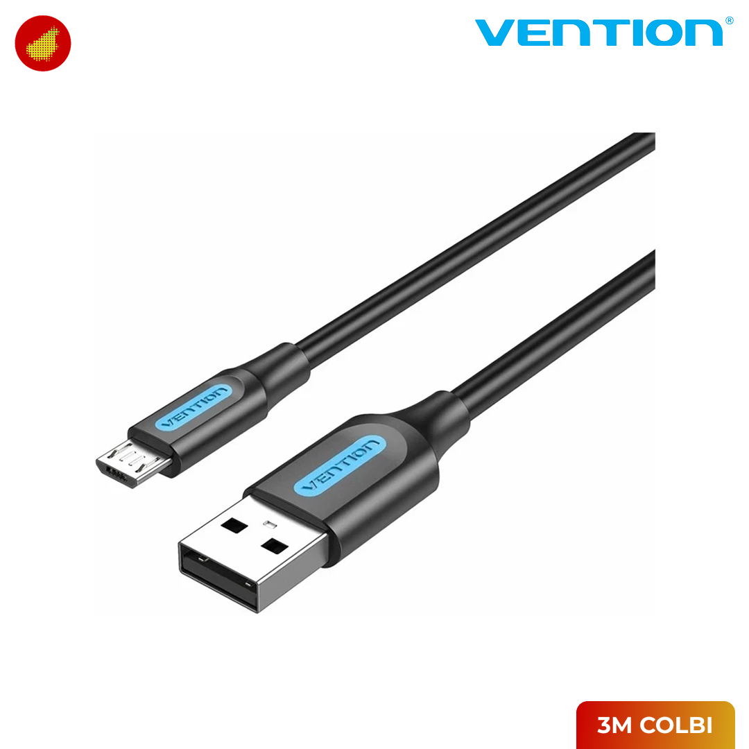 Vention USB 2.0 A Male to Micro-B Male 3A Cable - 0.25 Meter COLBC | 0.5 Meter COLBD | 1 Meter COLBF COLSF COLLF | 1.5 Meter COLBG | 2 Meter COLBH | 3 Meter COLBI