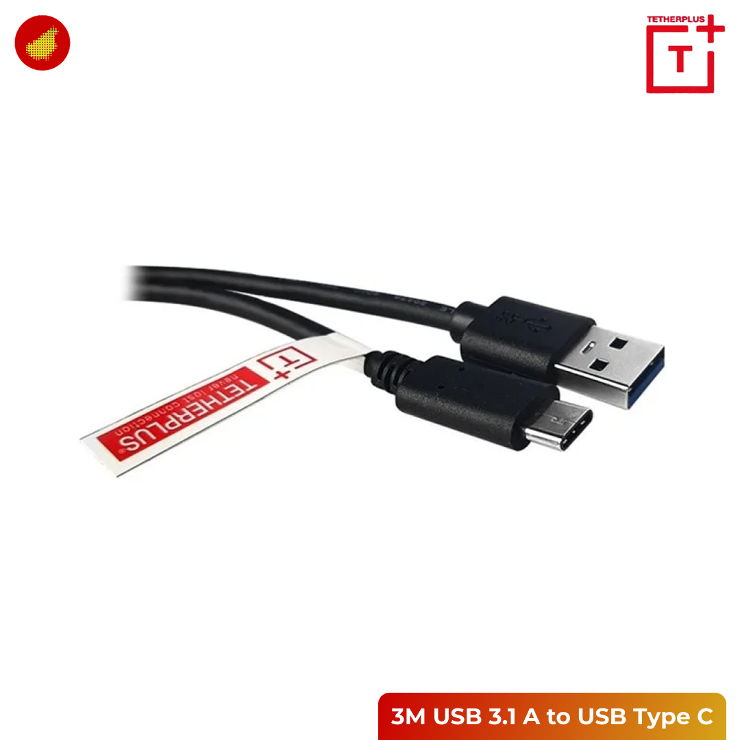TetherPlus USB 3.1 A to USB Type C - 3 Meter