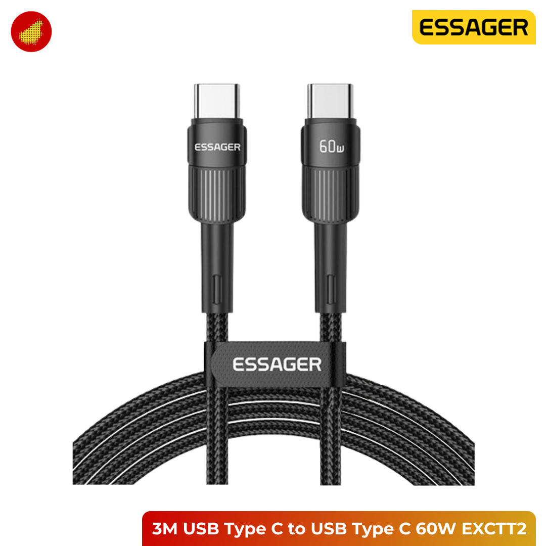 ESSAGER Star USB Type C to USB Type C 60W Data Cable - 3 Meter EXCTT2