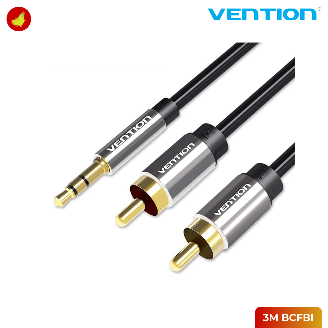 Vention 3.5mm Male to 2RCA Male Audio Cable - 1 Meter BCFBF | 3 Meter BCFBI