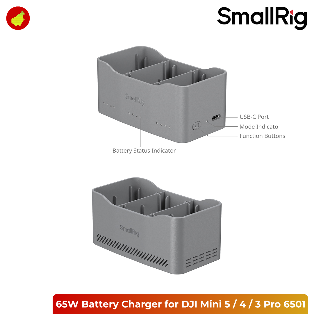 SmallRig 65W Battery Charger for DJI Mini 5 / 4 / 3 Pro - 6501