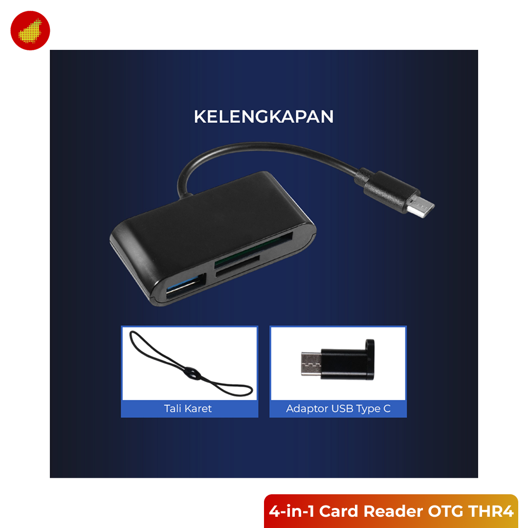 4-in-1 Card Reader OTG Micro USB Type C SD Card MicroSD USB 3.0 - THR4