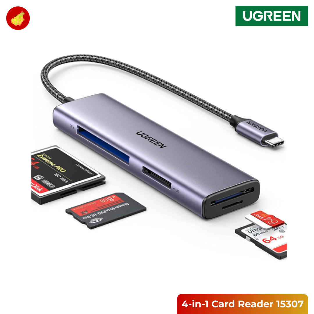 UGREEN 4-in-1 Hub USB-C Male Card Reader