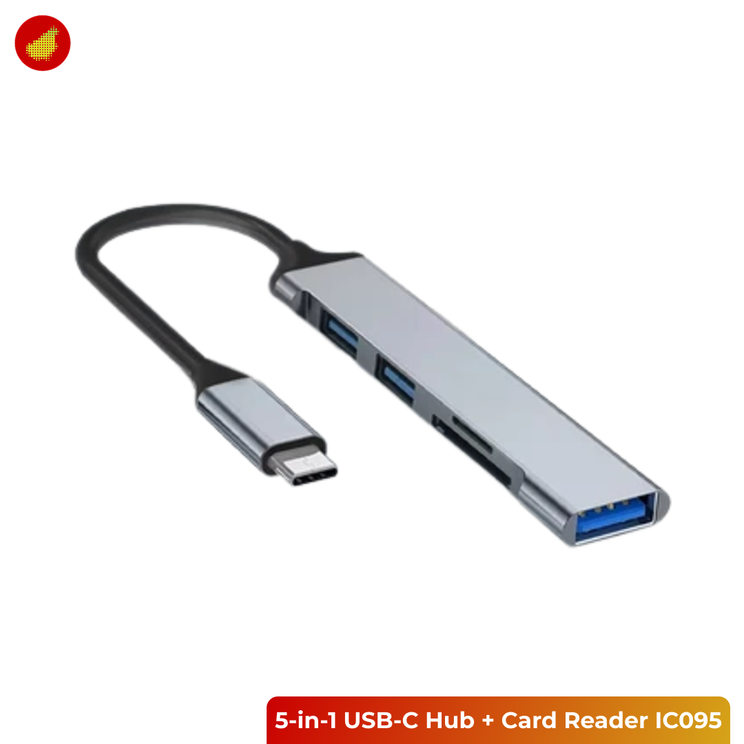 ICANING 5-in-1 USB Hub + Card Reader