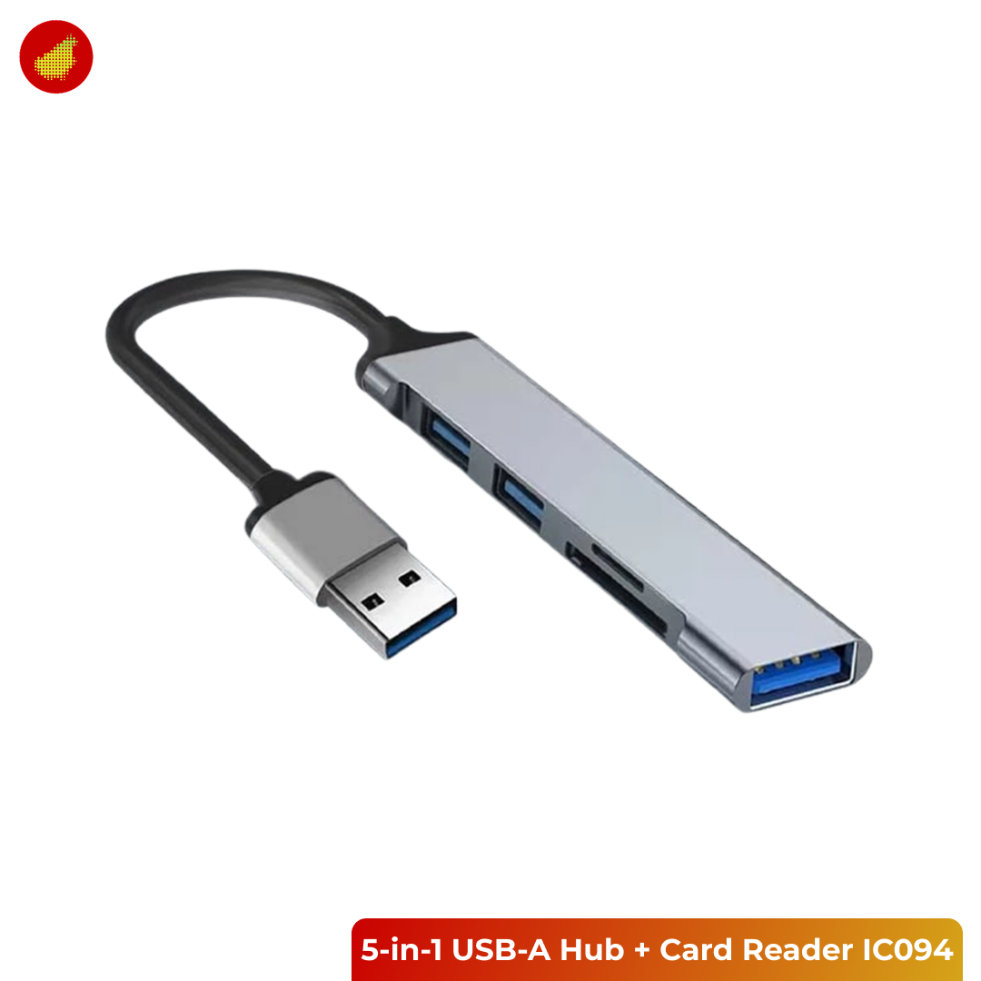 ICANING 5-in-1 USB Hub + Card Reader