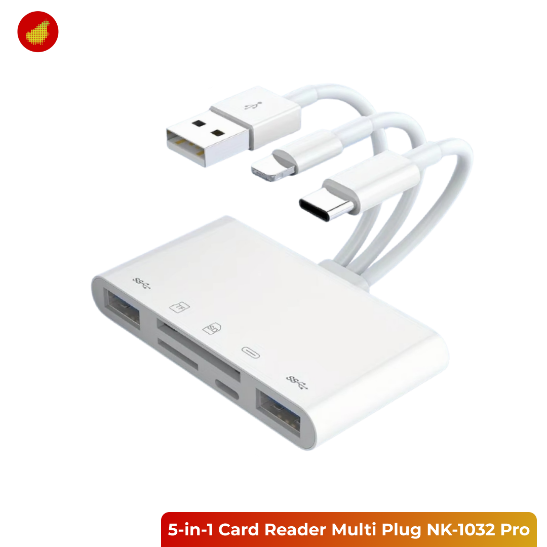 GOODSKY 5-in-1 Card Reader Multi Plug MicroSD USB Type C Charging Port - NK-1032 Pro