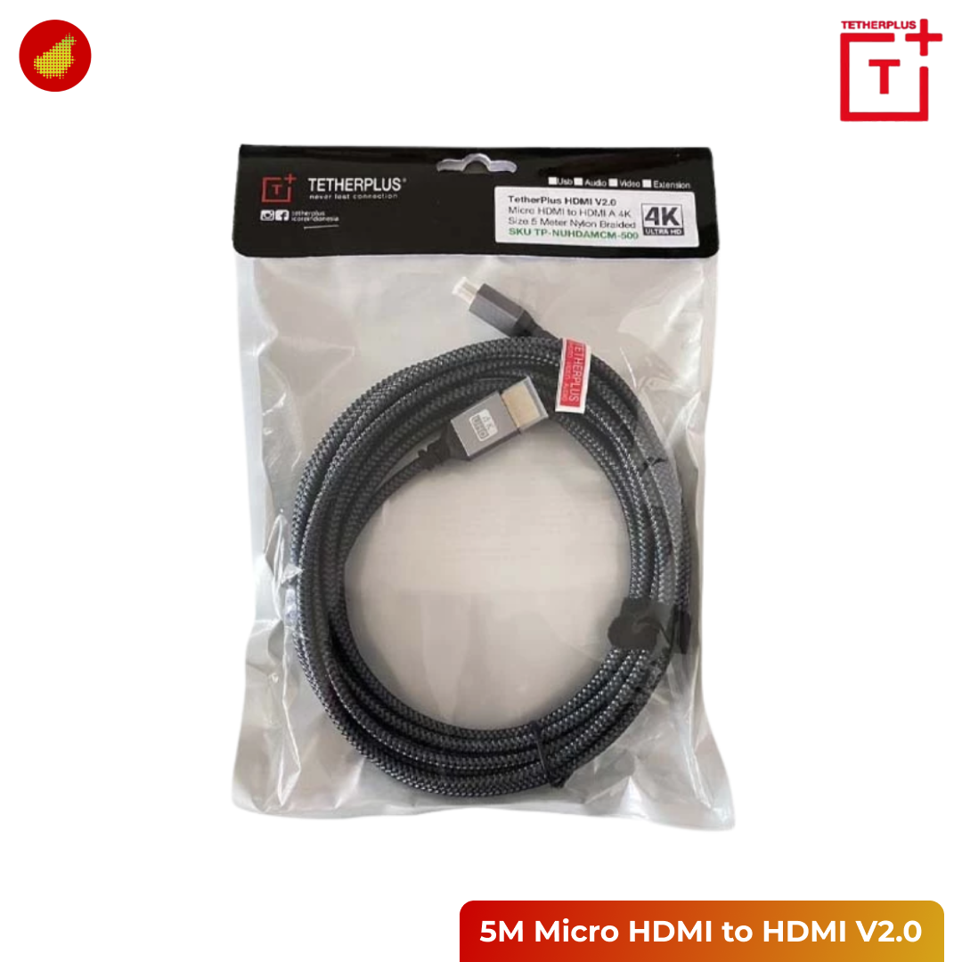 TetherPlus Micro HDMI to HDMI V2.0 Nylon Cable