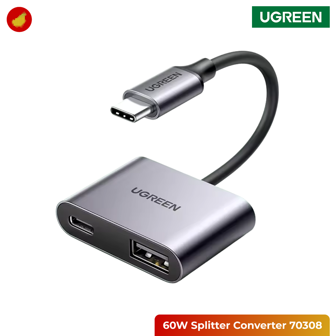 UGREEN USB-C to USB-C + USB-A 3.0 PD 60W Splitter Converter