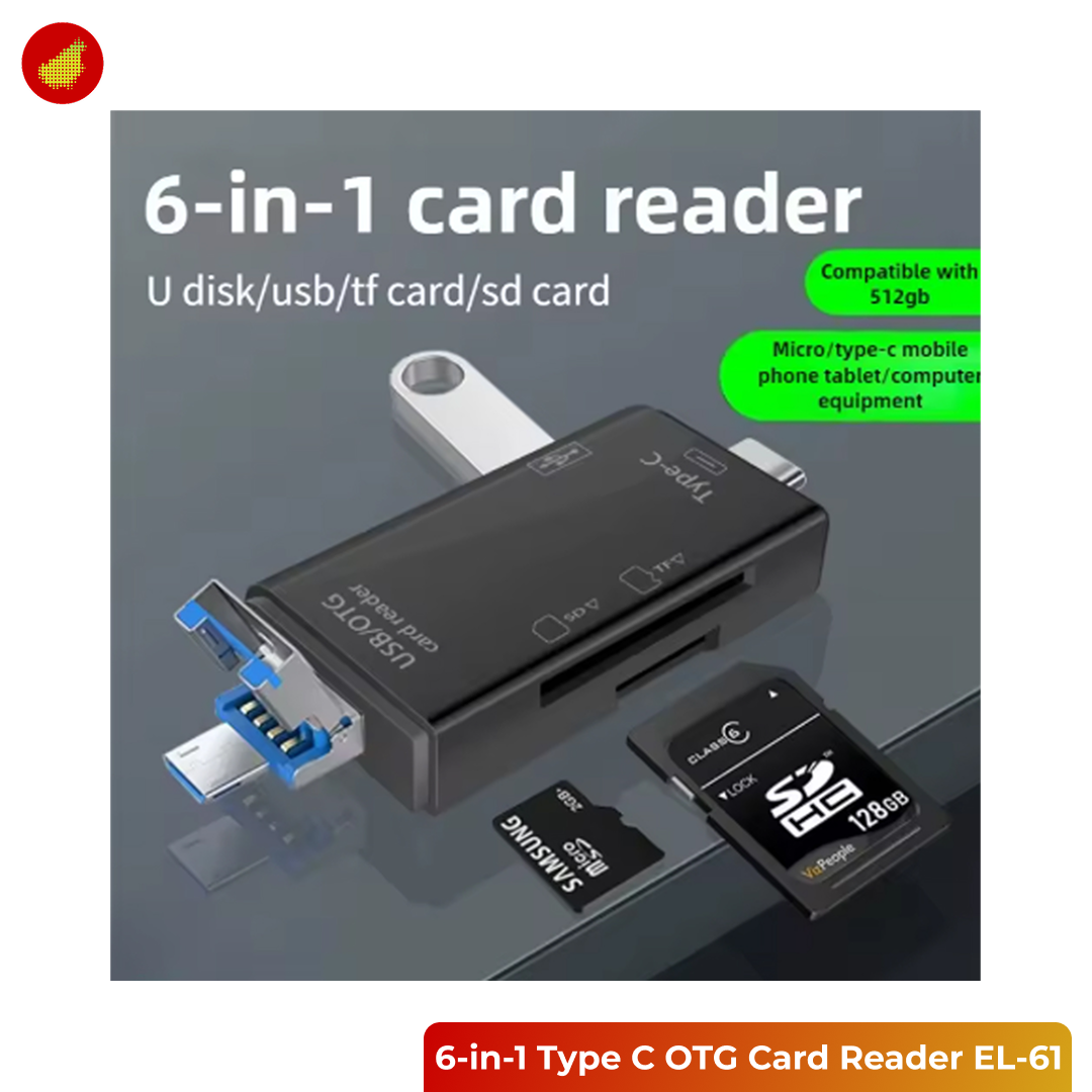 Elough 6-in-1 Type C Micro USB 3.0 OTG Card Reader - EL-61