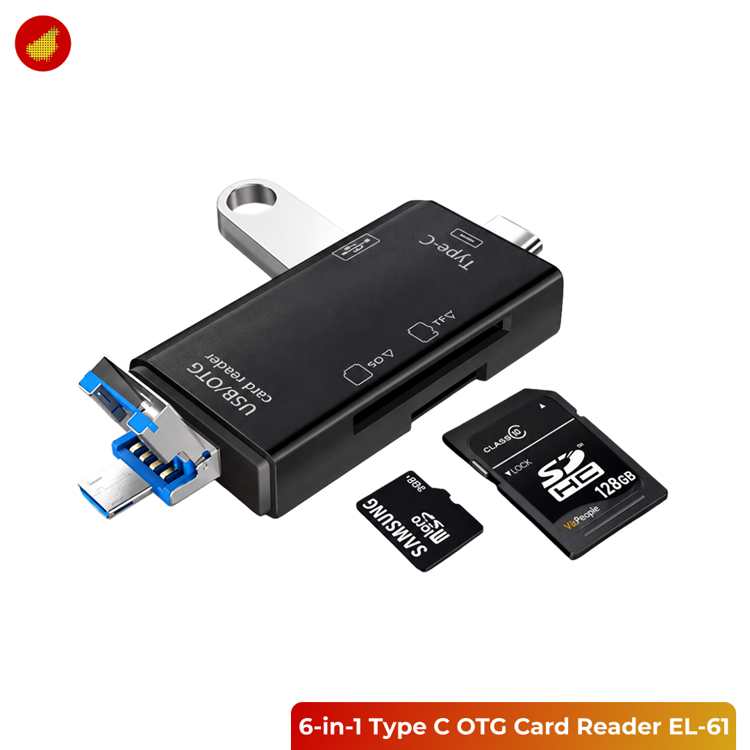 Elough 6-in-1 Type C Micro USB 3.0 OTG Card Reader - EL-61