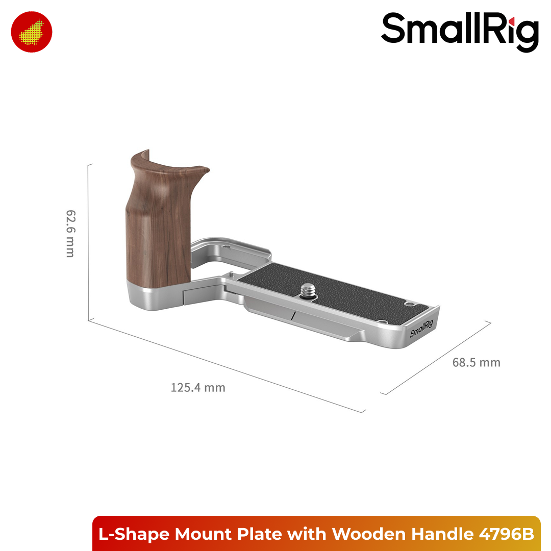 SmallRig L-Shape Mount Plate with Wooden Handle for Sony Alpha 7C II/Alpha 7CR