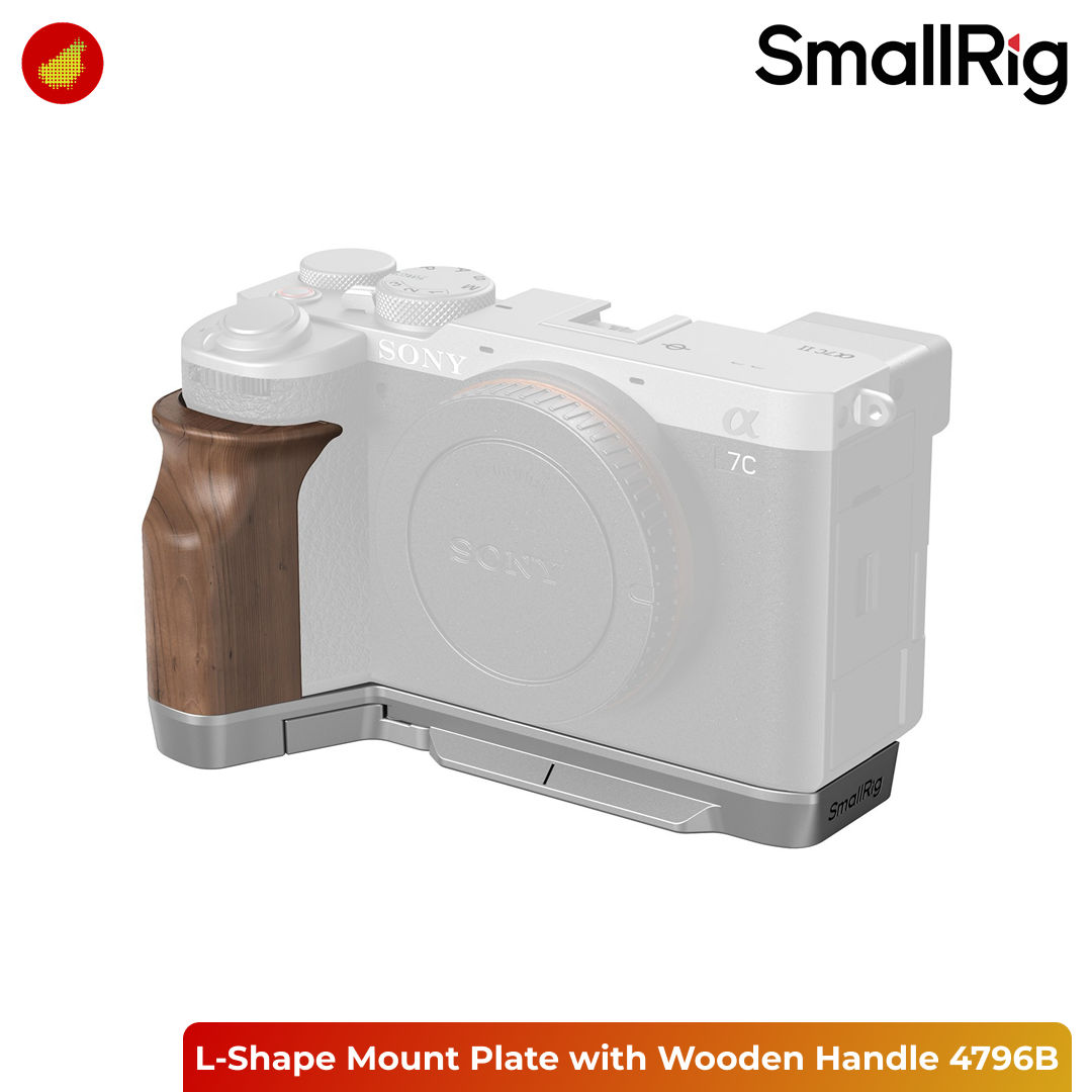 SmallRig L-Shape Mount Plate with Wooden Handle for Sony Alpha 7C II/Alpha 7CR