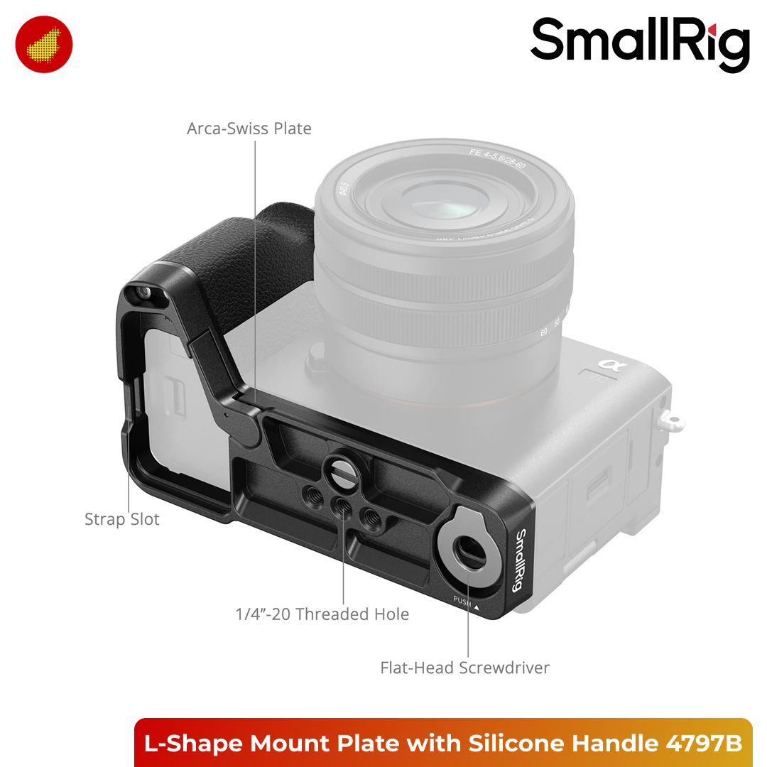 SmallRig L-Shape Mount Plate with Silicone Handle for Sony Alpha 7C II / Alpha 7CR - 4797B