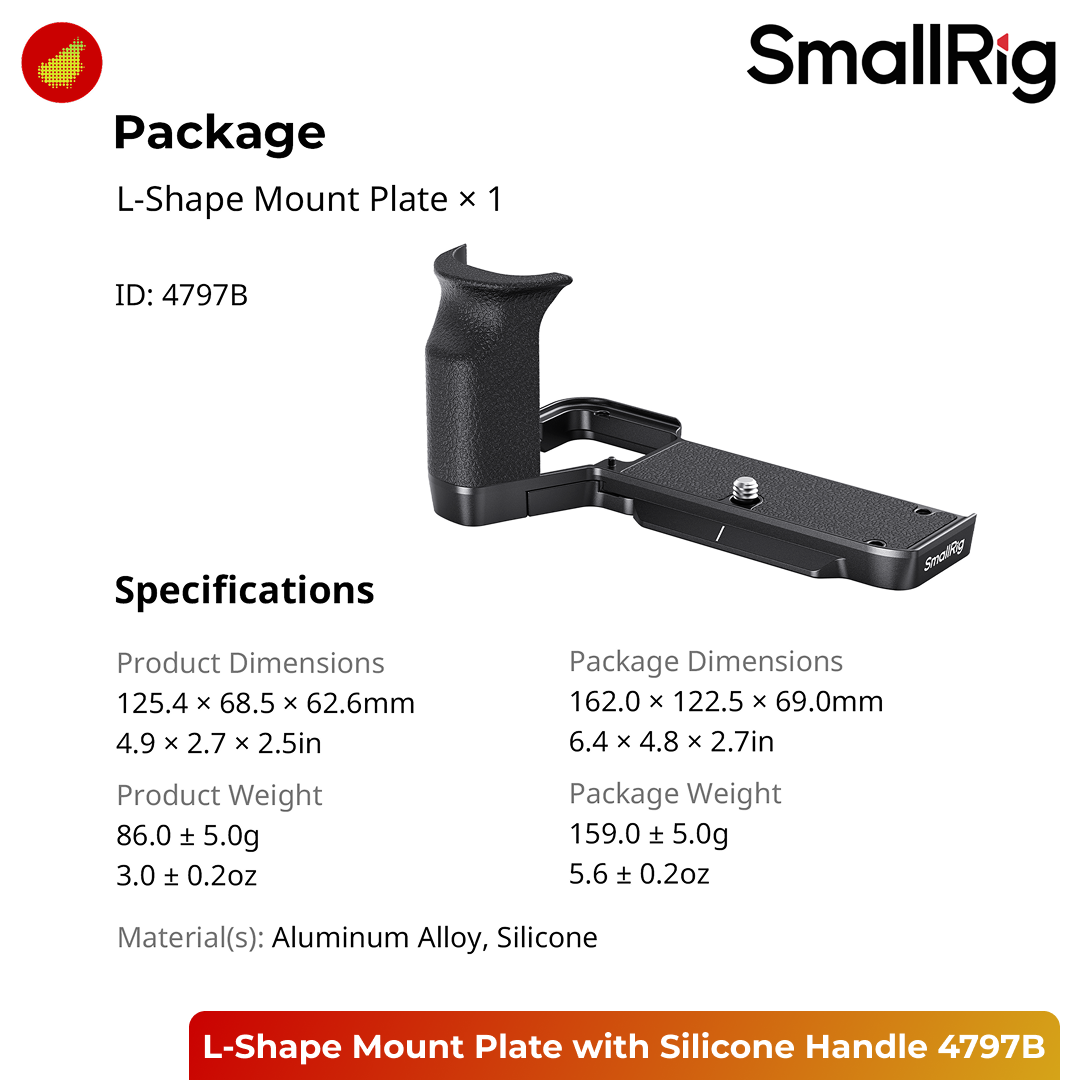SmallRig L-Shape Mount Plate with Silicone Handle for Sony Alpha 7C II / Alpha 7CR - 4797B