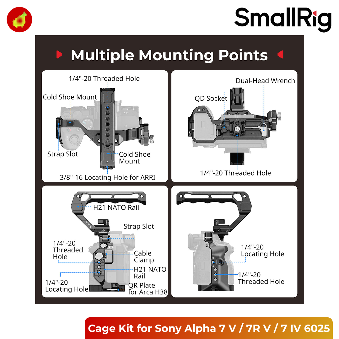 SmallRig Basic Cage Kit for Sony Alpha 7 V / 7R V / 7 IV - 6025