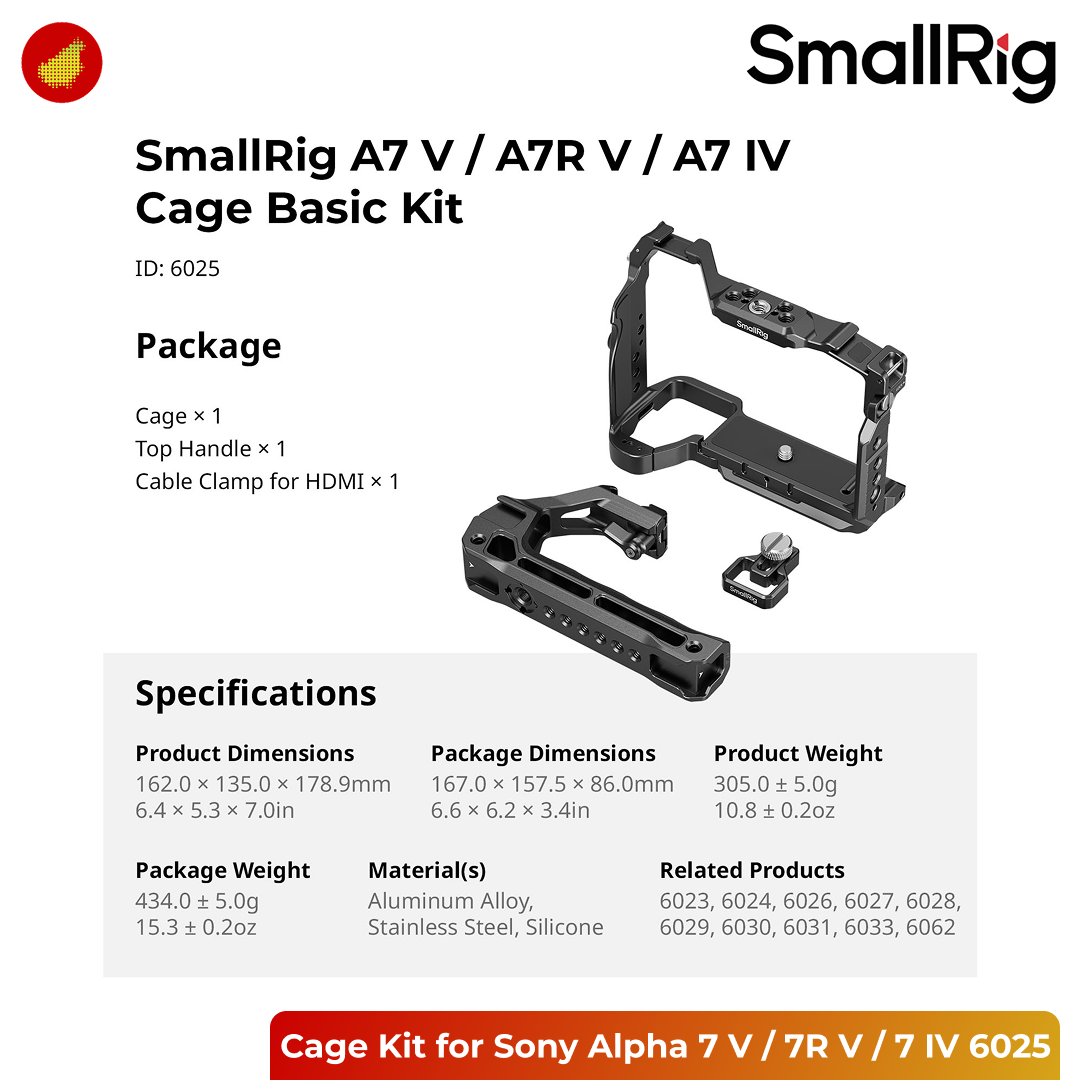 SmallRig Basic Cage Kit for Sony Alpha 7 V / 7R V / 7 IV - 6025
