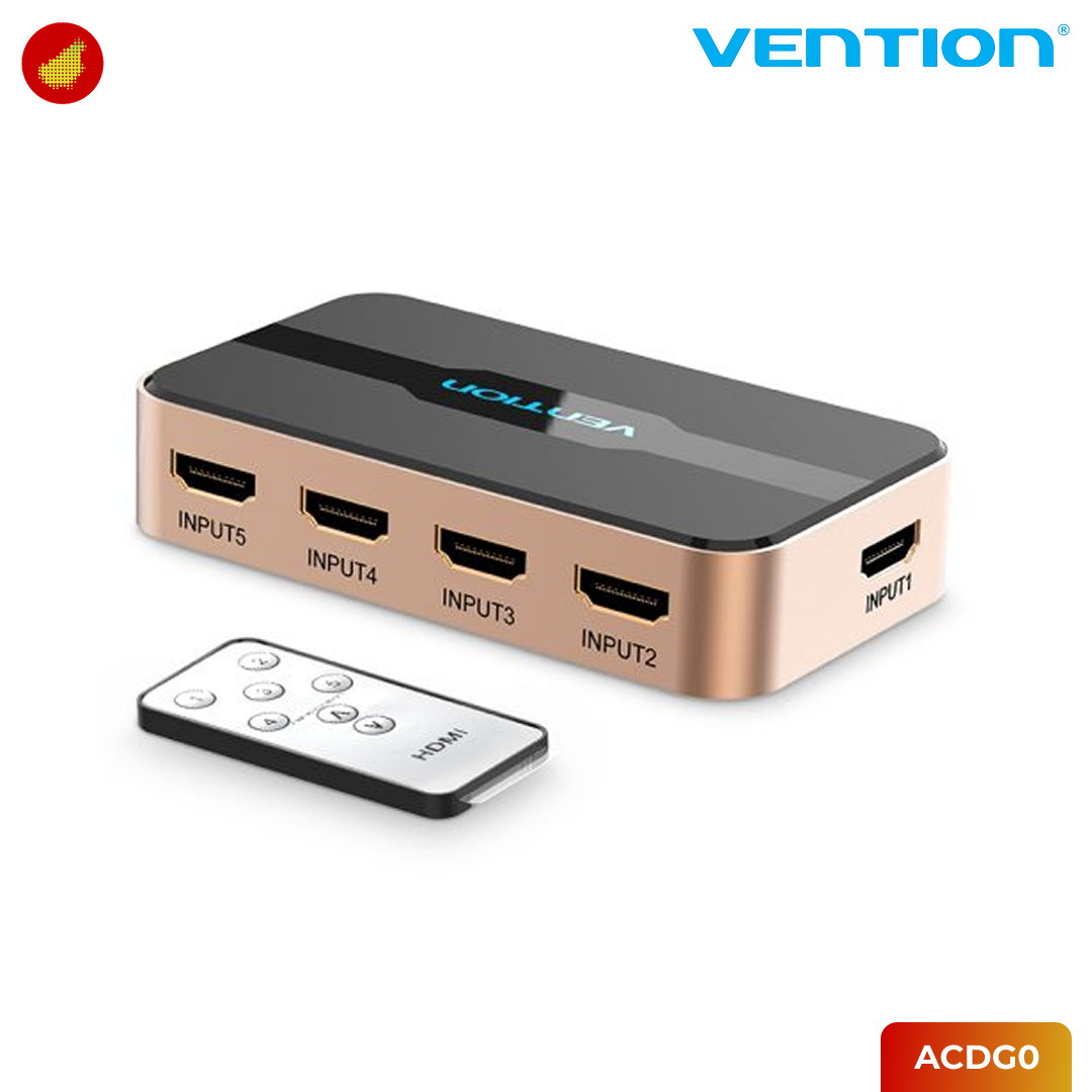 Vention 5-in-1 Out HDMI Switcher with Power Cable