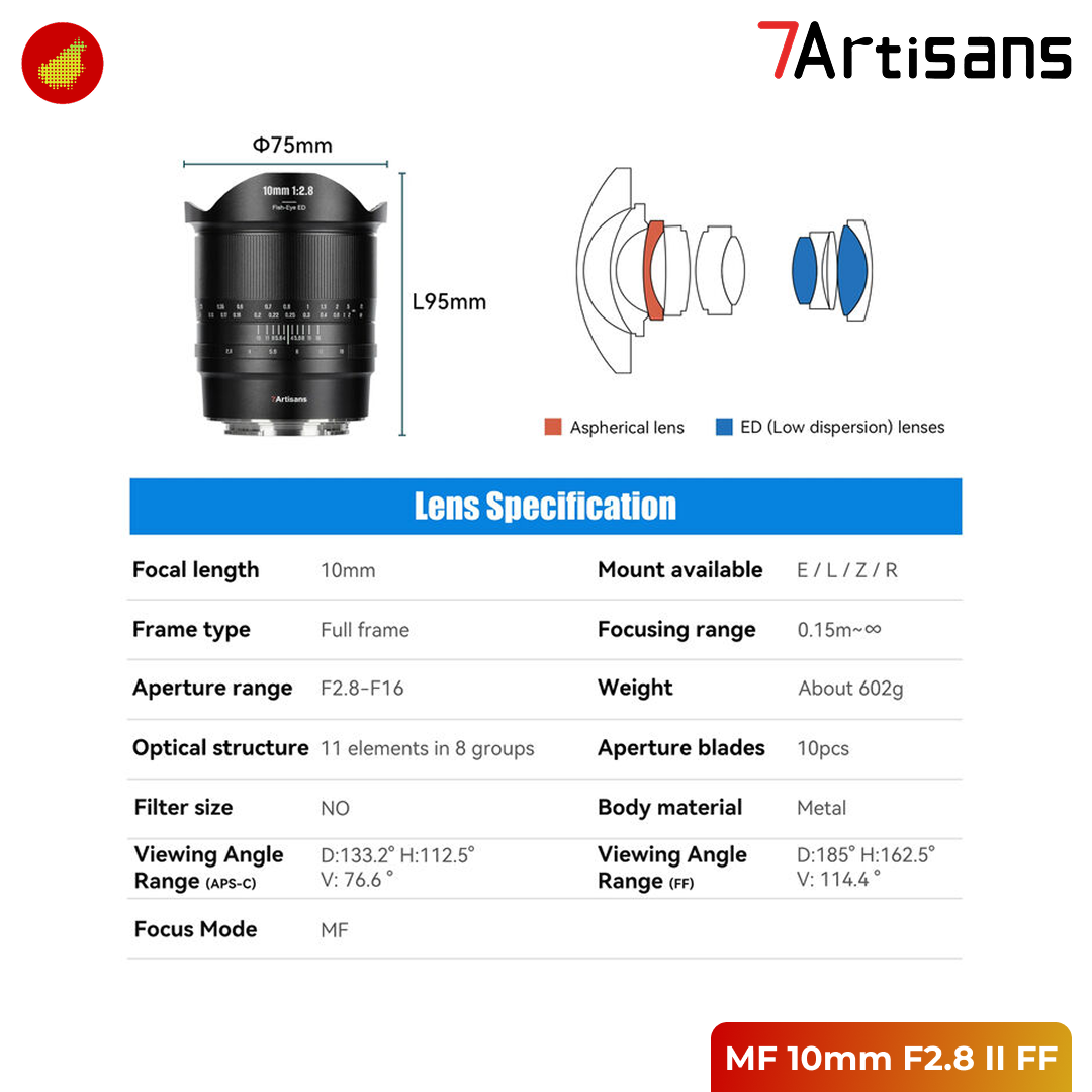7Artisans MF 10mm F2.8 II for Sony / Canon / Nikon