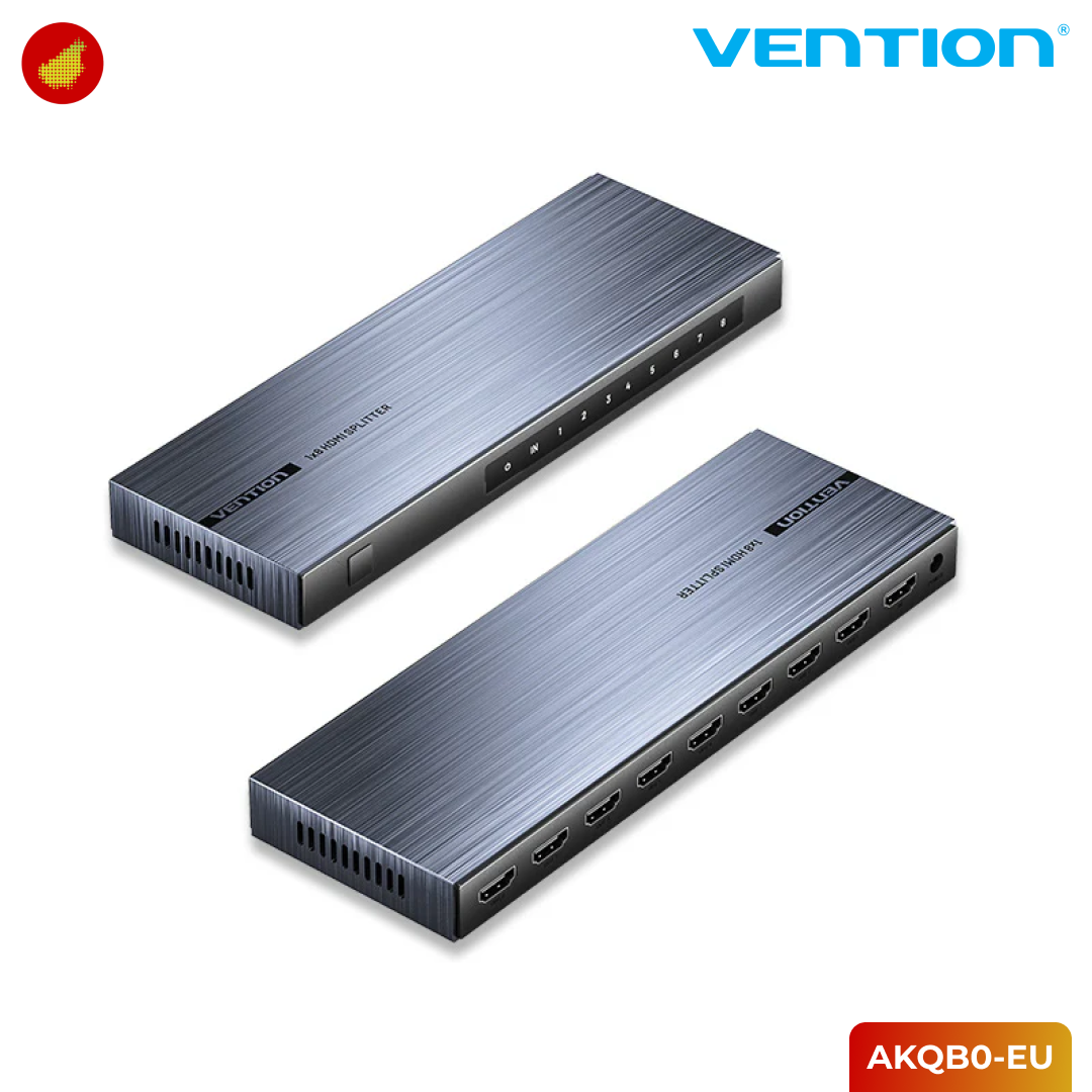 Vention 4K 1x8 HDMI Splitter Black Aluminum Alloy Type EU Standard