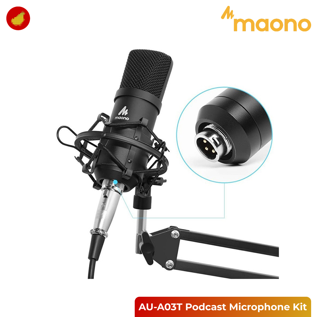 MAONO Podcast Package Maonocaster Lite AU-AM200 Portable Podcast with 2 Pcs AU-MH601 Studio Monitoring Headphone and 2 Pcs AU-A03T Podcast Microphone Kit
