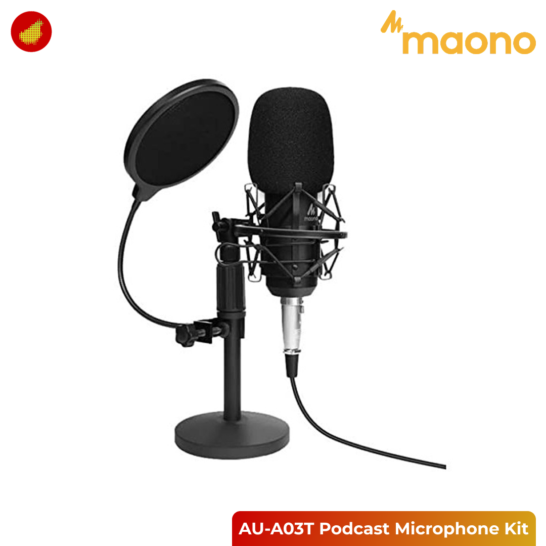 MAONO Podcast Package Maonocaster Lite AU-AM200 Portable Podcast with 2 Pcs AU-MH601 Studio Monitoring Headphone and 2 Pcs AU-A03T Podcast Microphone Kit
