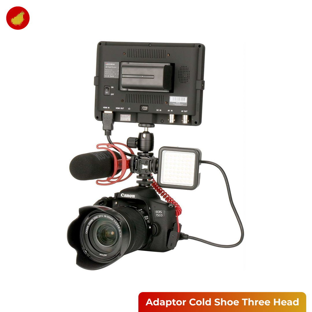 Adaptor Cold Shoe Three Head for camera Hot shoe