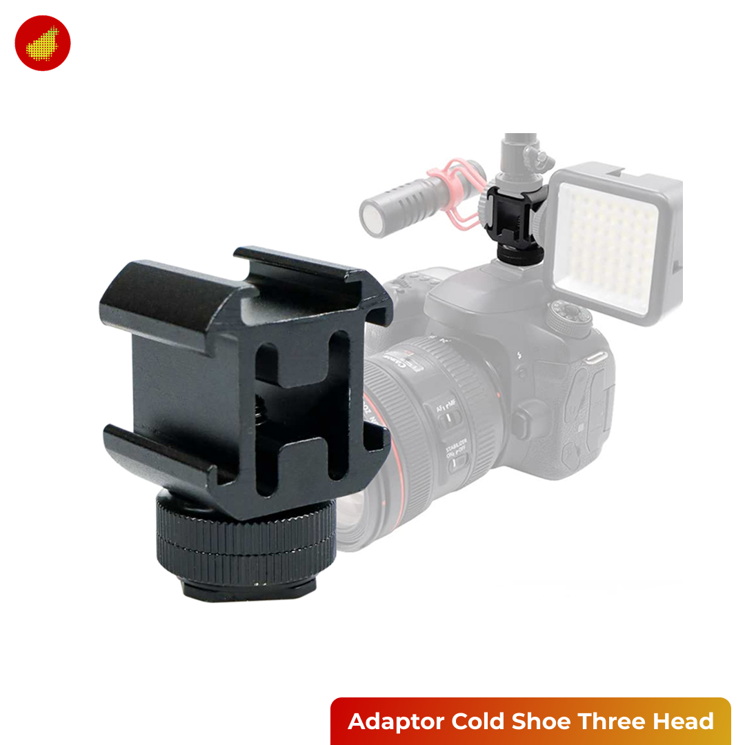 Adaptor Cold Shoe Three Head for camera Hot shoe